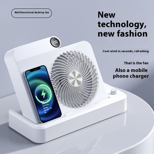 Desktop Mobile Phone Wireless Charging Display Folding Fan
