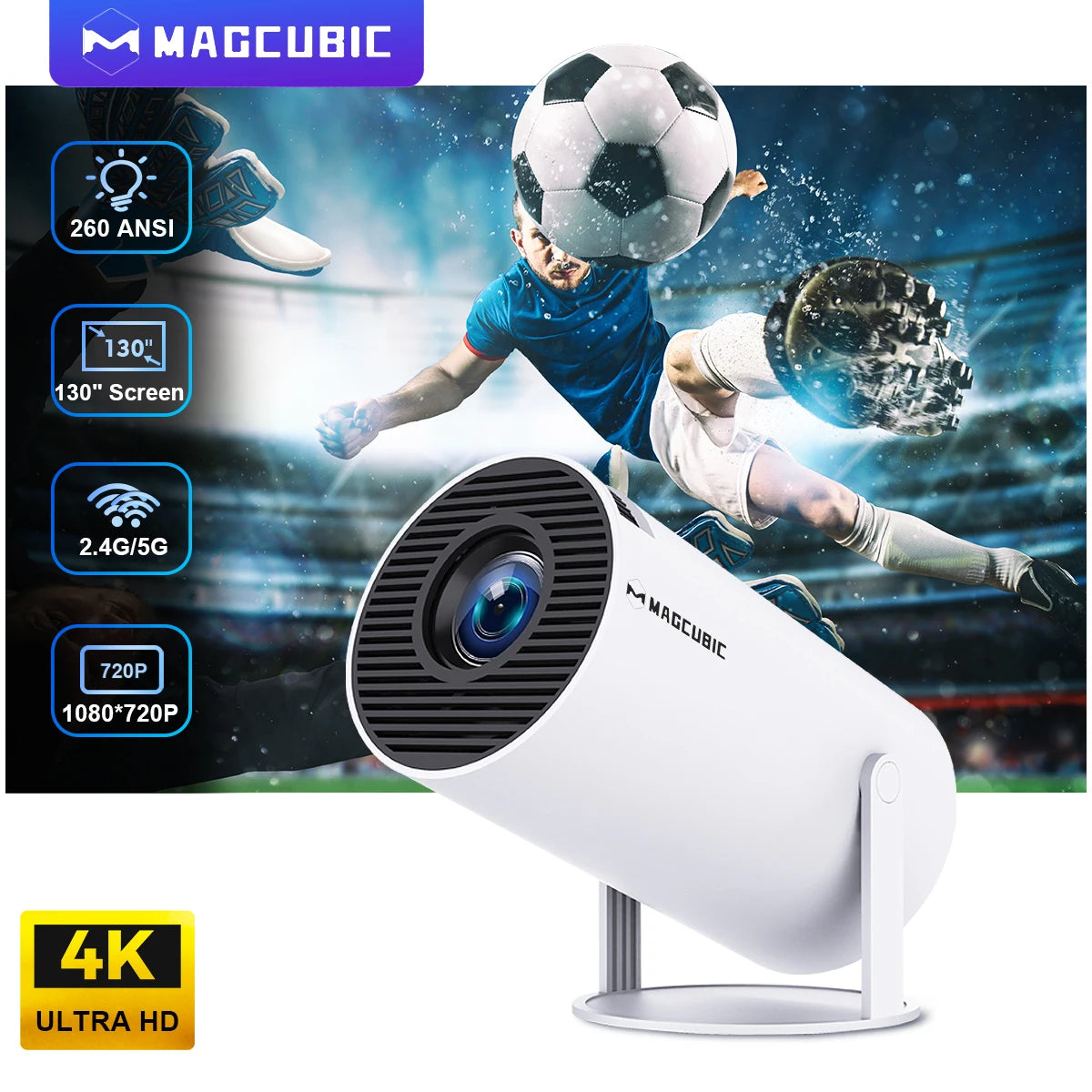 Magcubic Projector Android 11 4K 1280*720P HY300 Dual Wifi 260ANSI