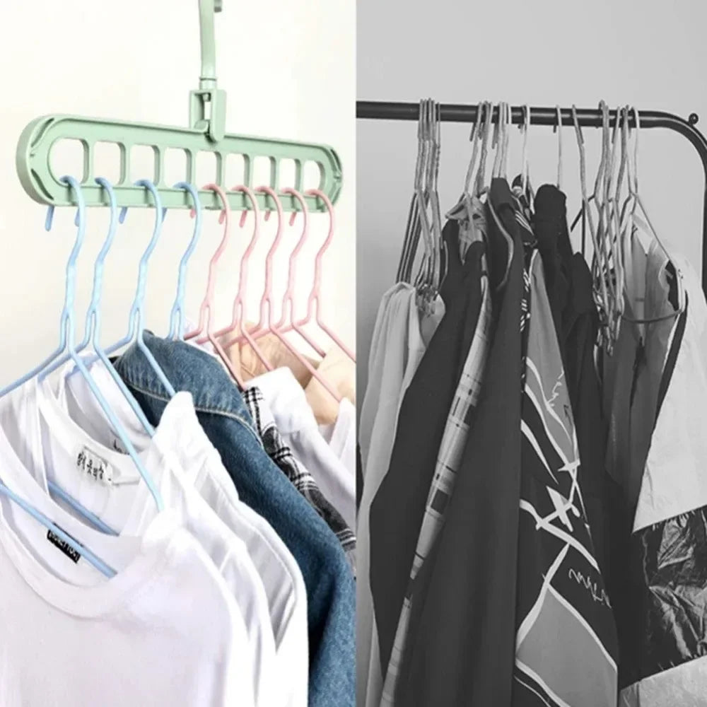 5pcs 9-hole wardrobe storage rack multifunctional foldable clothes