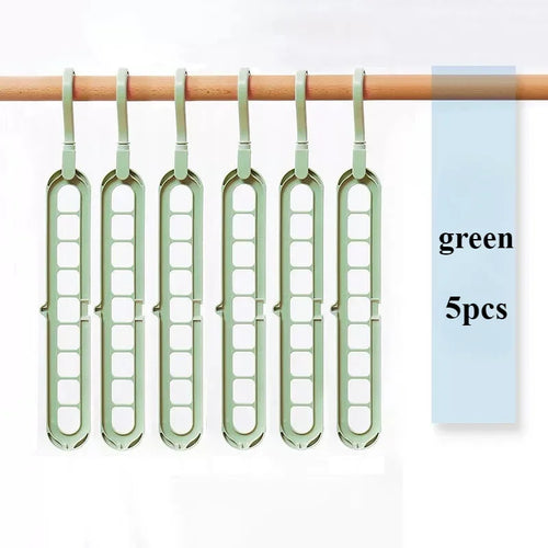 5pcs 9-hole wardrobe storage rack multifunctional foldable clothes