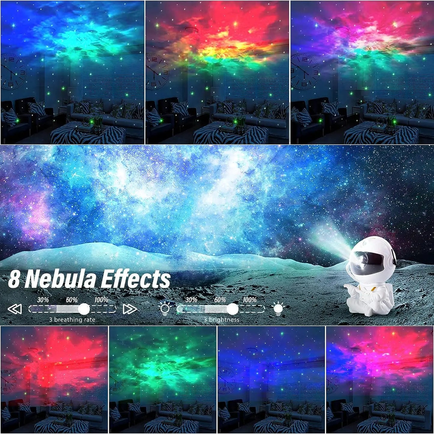 Galaxy Star Projector Starry Sky Night Light Astronaut Lamp Home Room