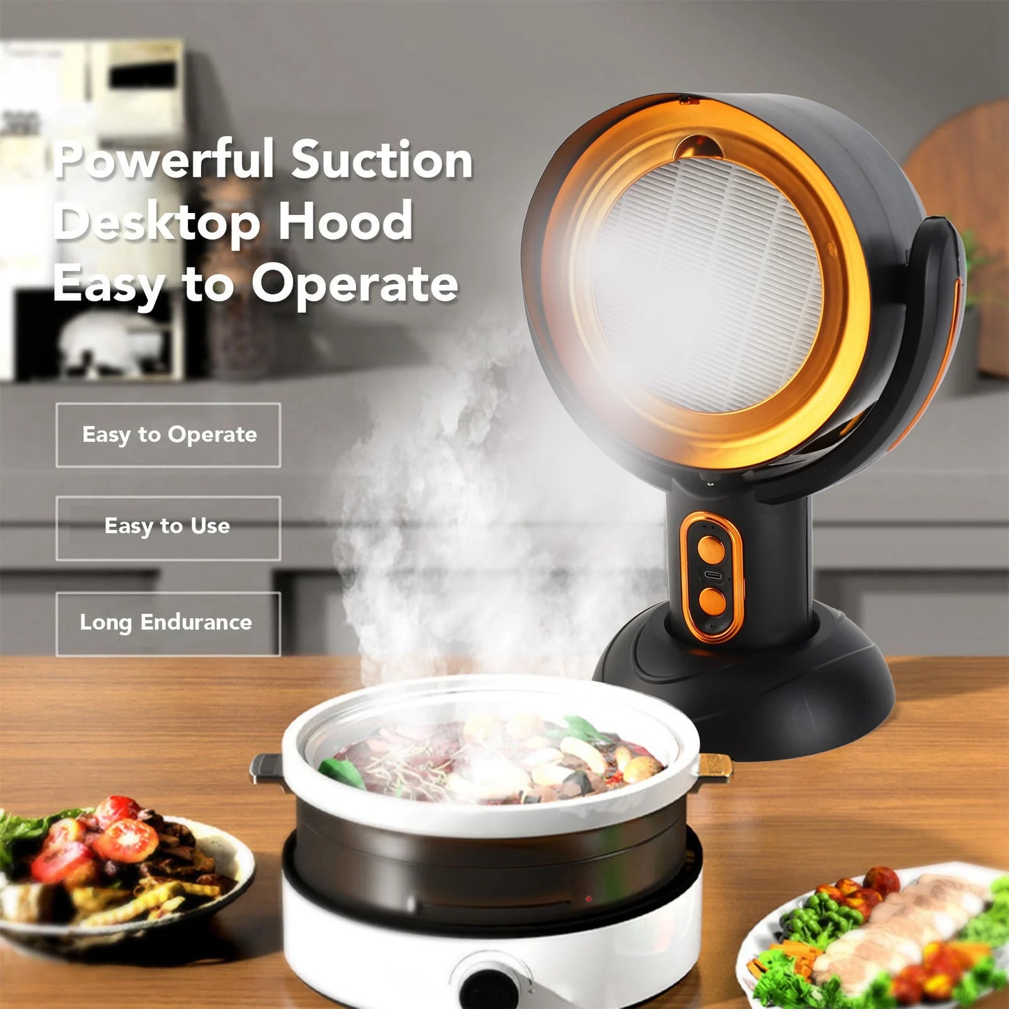 Desktop Range Hood 2 Speed  USB Powered Portable Kitchen Exhaust Fan
