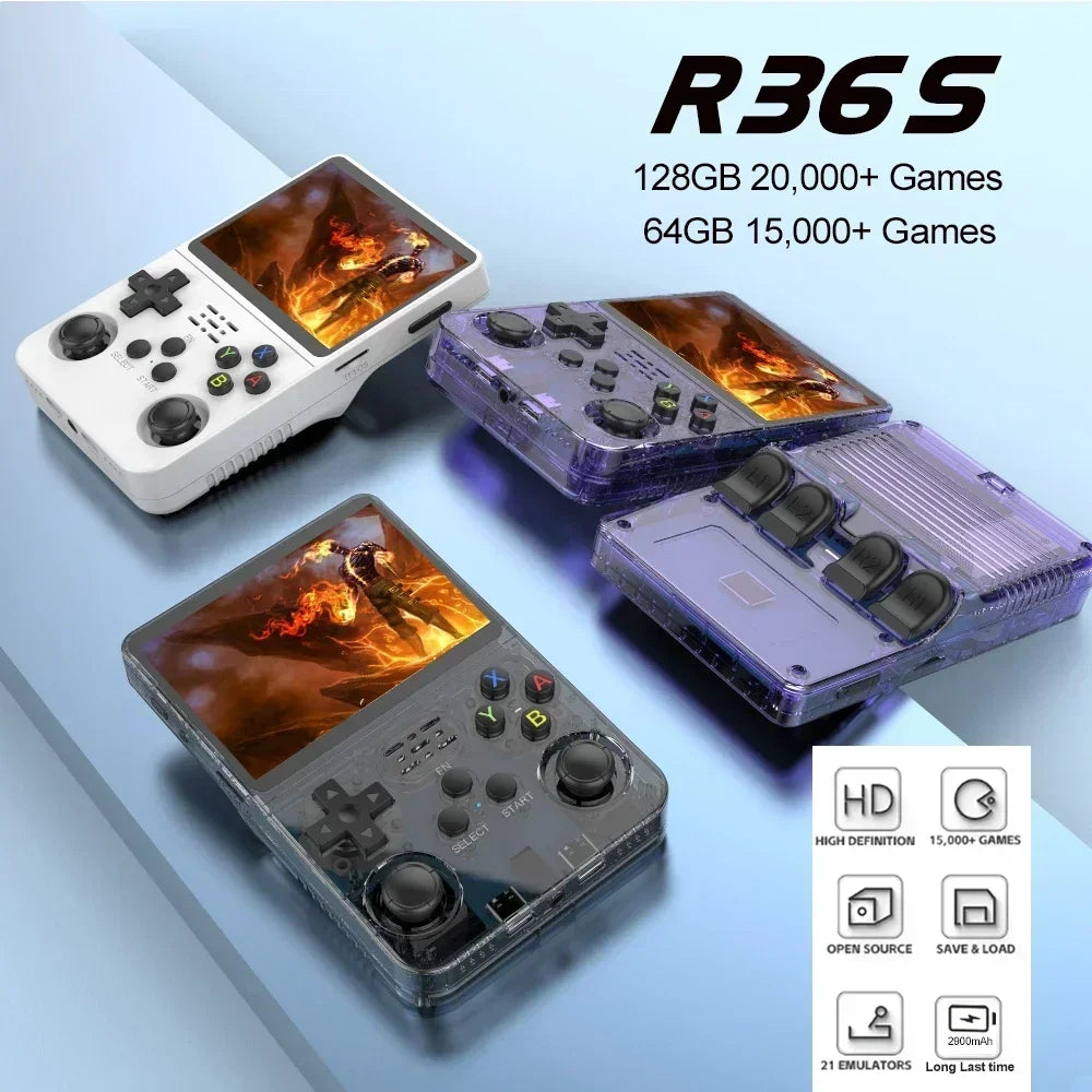 NEW R36S Retro Handheld Game Console Linux System 3.5 Inch IPS Screen