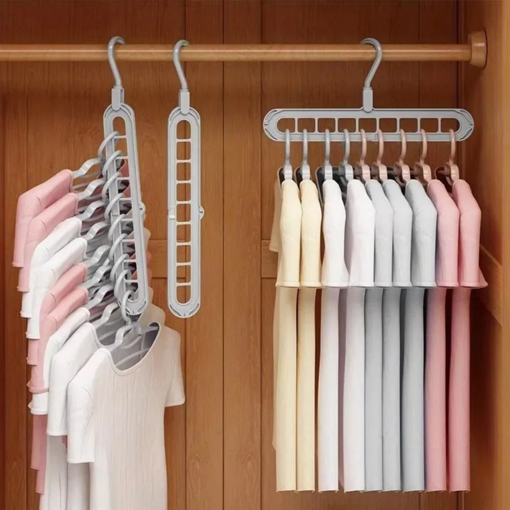 5pcs 9-hole wardrobe storage rack multifunctional foldable clothes