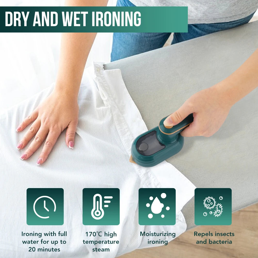 Upgrade Portable Mini Ironing Machine 180°Rotatable Handheld Steam