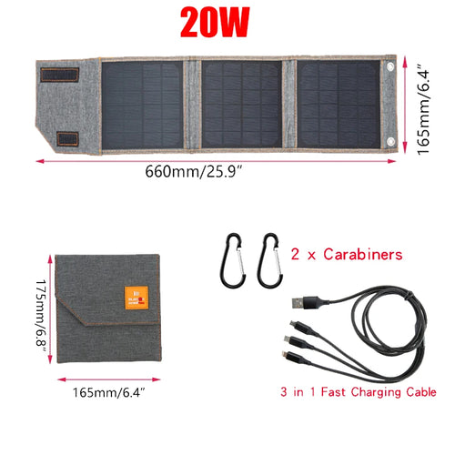 5V 20W 30W Portable Foldable Solar Panel Waterproof for Cell Phone