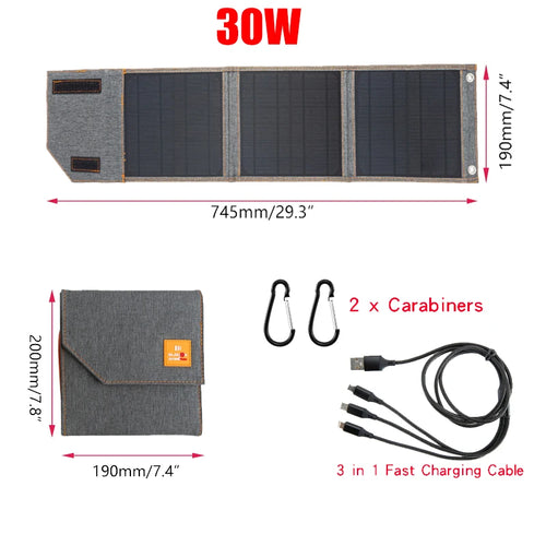 5V 20W 30W Portable Foldable Solar Panel Waterproof for Cell Phone