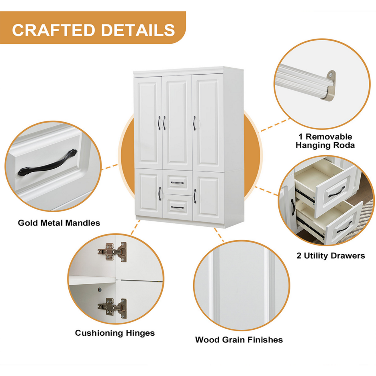 YG-7 Closet Wardrobe Closets 3 Doors Armoire Wardrobe Closet Wood