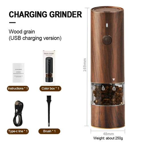 Electric Automatic Salt and Pepper Grinder USB Rechargeable Adjustable