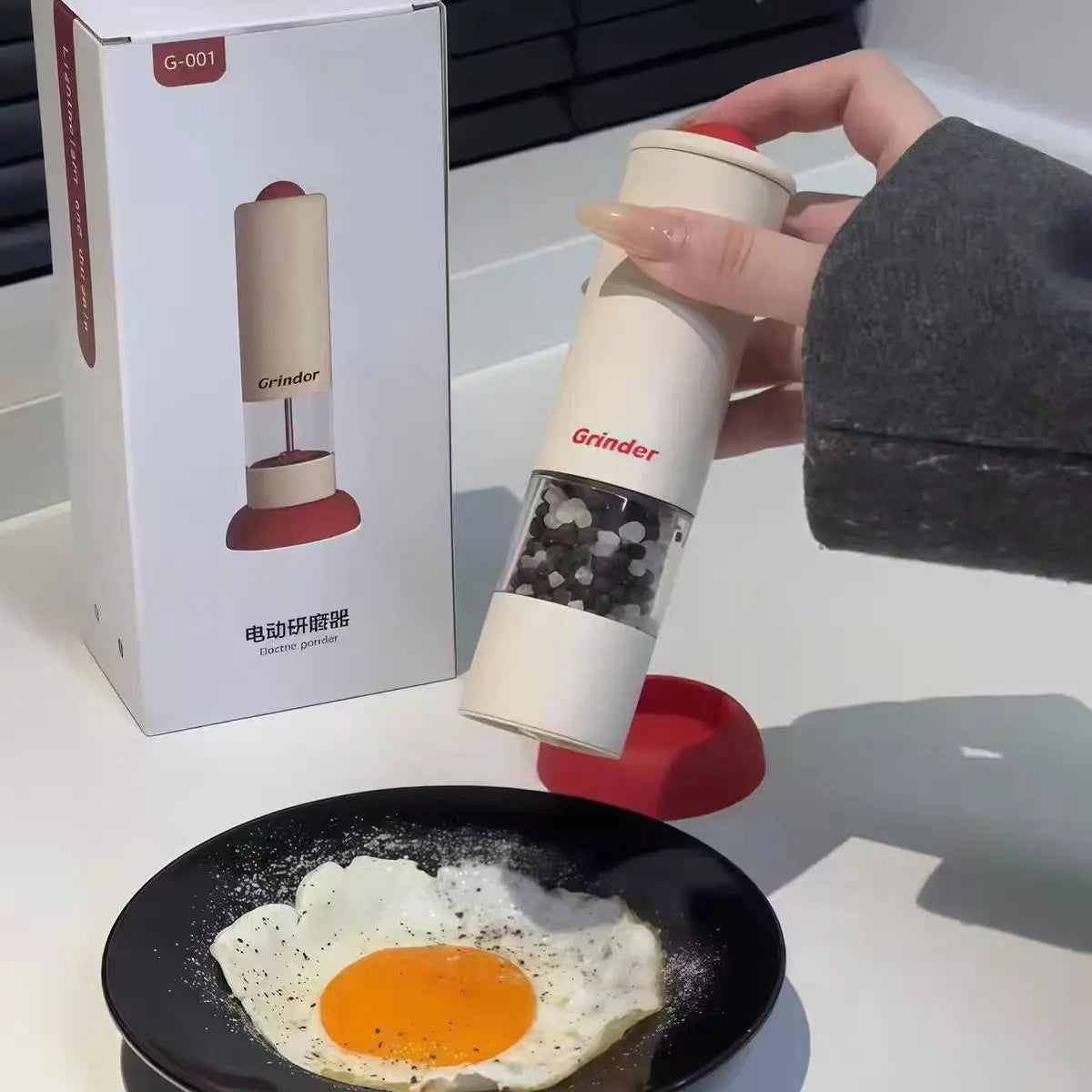 Electric Salt and Pepper Grinder Rechargeable Automatic Pepper Mill