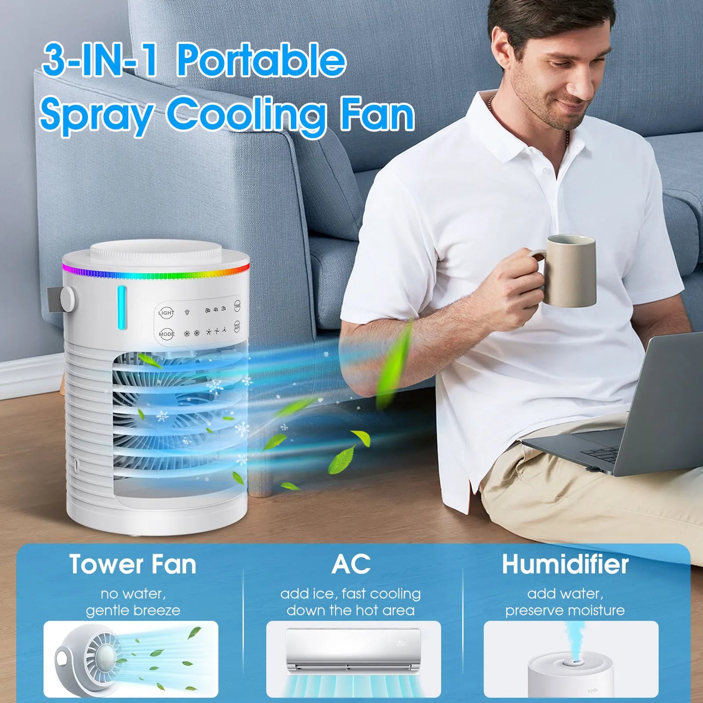Portable Air Conditioner Mini Air Cooler USB Air Conditioning Fan