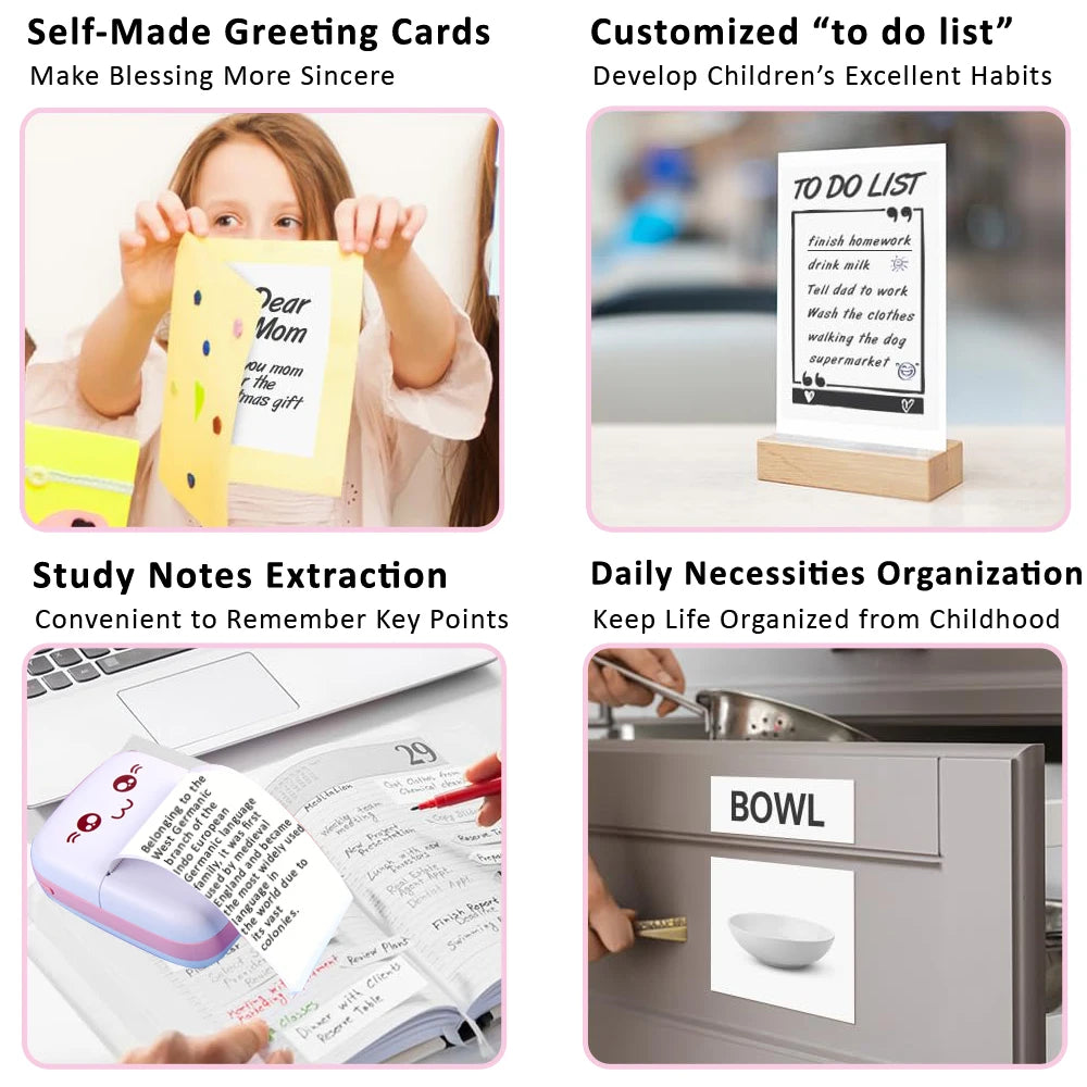 C9 Mini Printer Thermal Paper Picture Luggage Tags English Learning