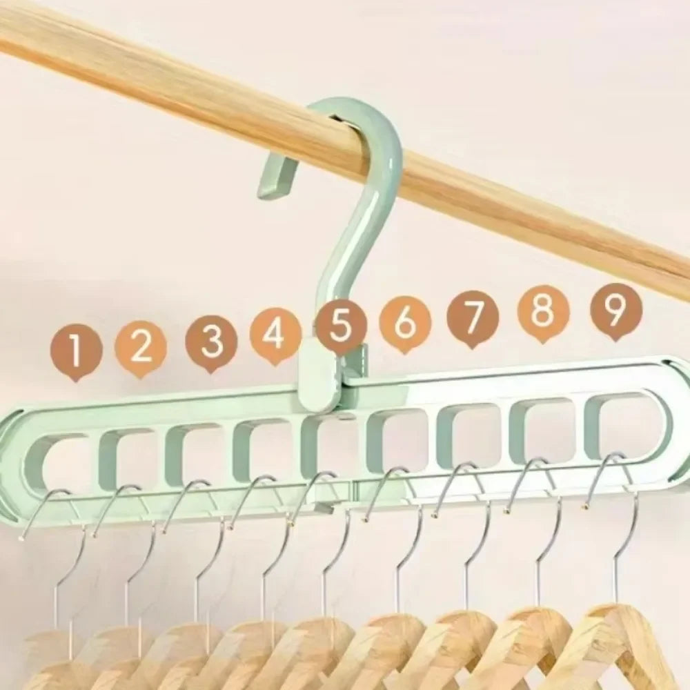 5pcs 9-hole wardrobe storage rack multifunctional foldable clothes