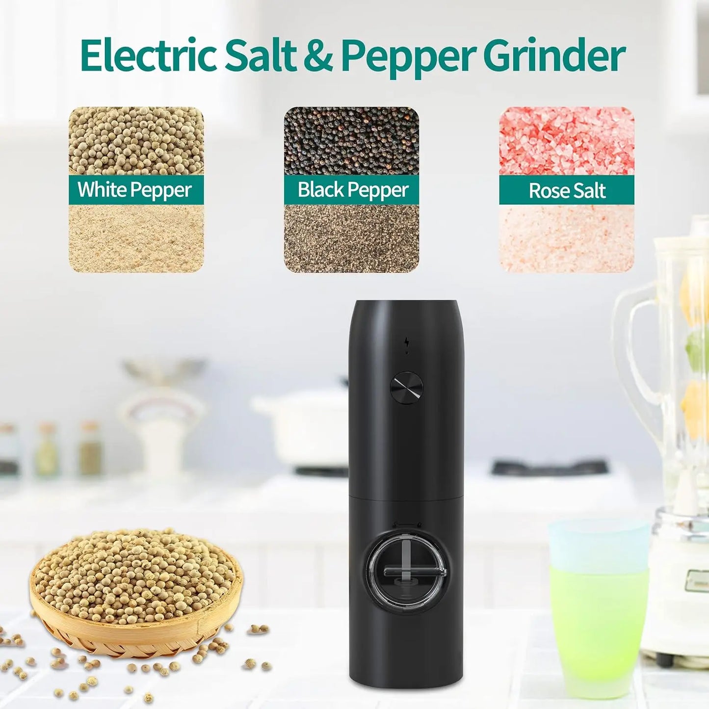 Rechargeable Electric Grinder Smart Automatic Rose Salt Grinder