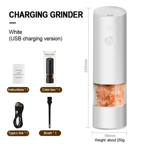 Electric Automatic Salt and Pepper Grinder USB Rechargeable Adjustable