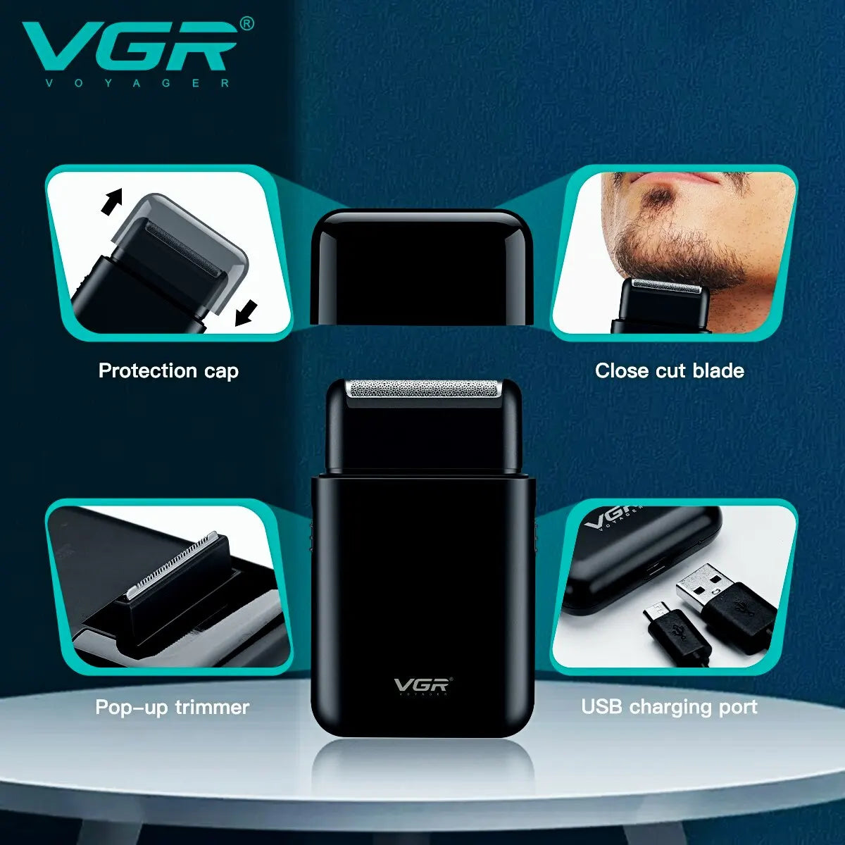 VGR Electric Shaver Professional Shaver Portable Mini Shaving Machine