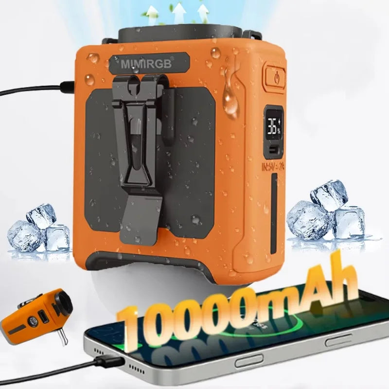 10000mAh Waist Fan Wearable Waist Fan 5 Speeds & Light 40H Hands-Free