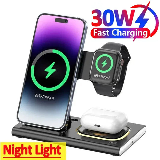 3 in 1 30W Foldable Fast Charging Dock Station For iPhone 15 14 13 12