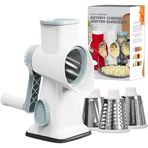 LMETJMA 3 in 1 Rotary Cheese Grater Versatile Manual Vegetable Slicer