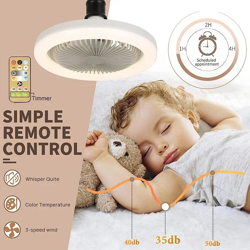 Smart 3-in-1 Ceiling Fan with Remote Control and 3-Speed E27 AC85-265V