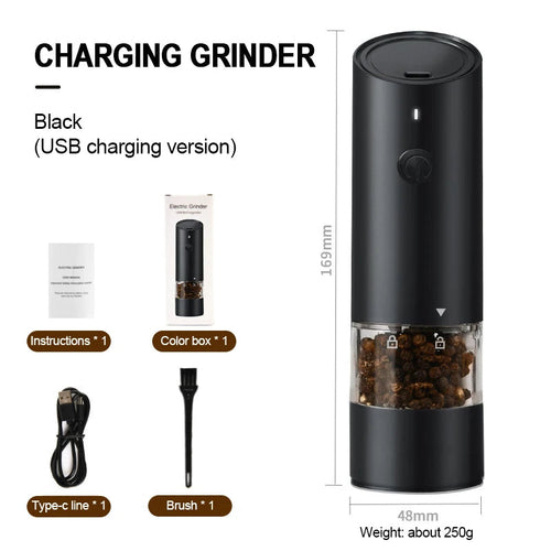 Electric Automatic Salt and Pepper Grinder USB Rechargeable Adjustable