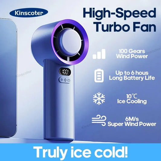 KINSCOTER Portable Handheld Turbo Fan 100 Wind Speeds Adjustable Mini