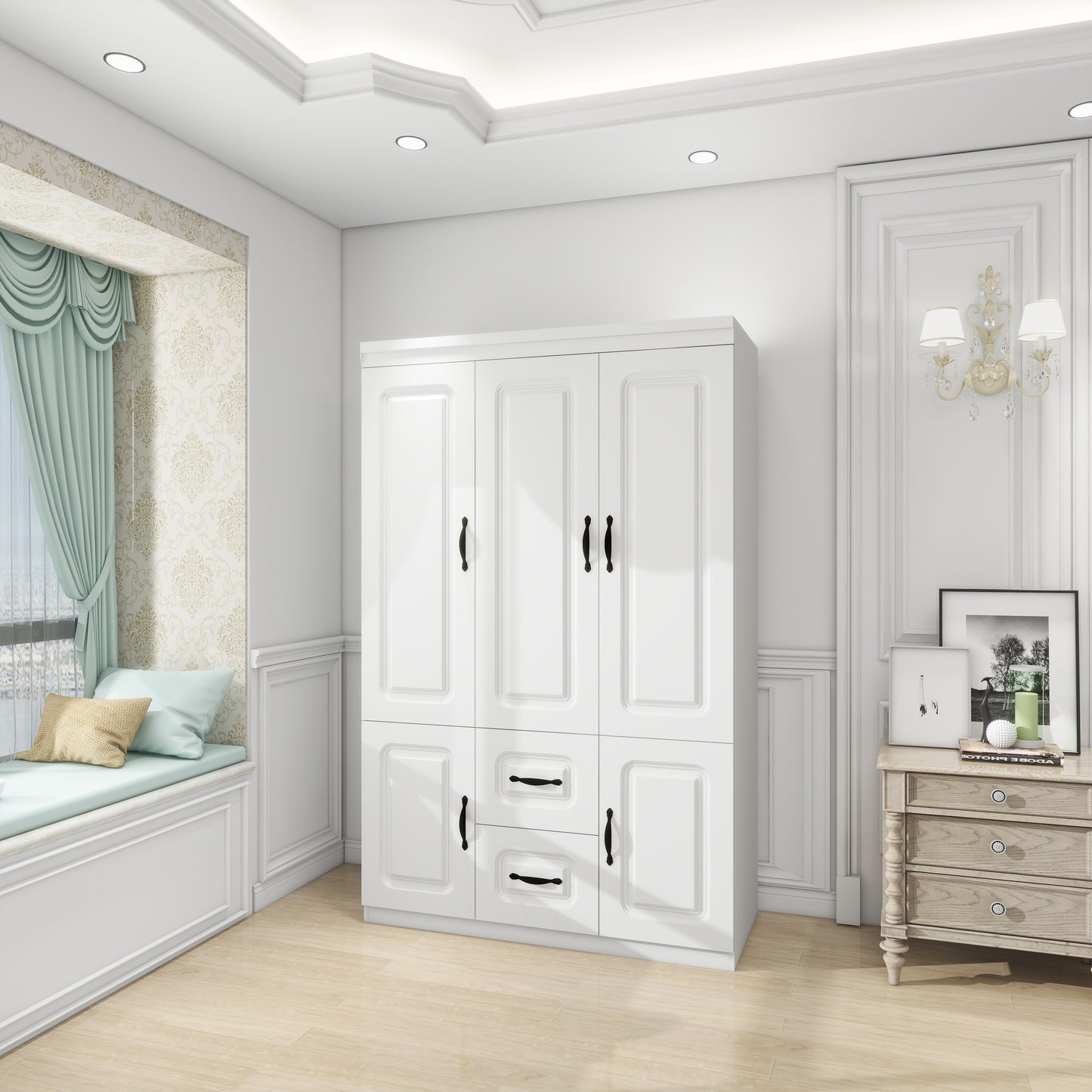 YG-7 Closet Wardrobe Closets 3 Doors Armoire Wardrobe Closet Wood