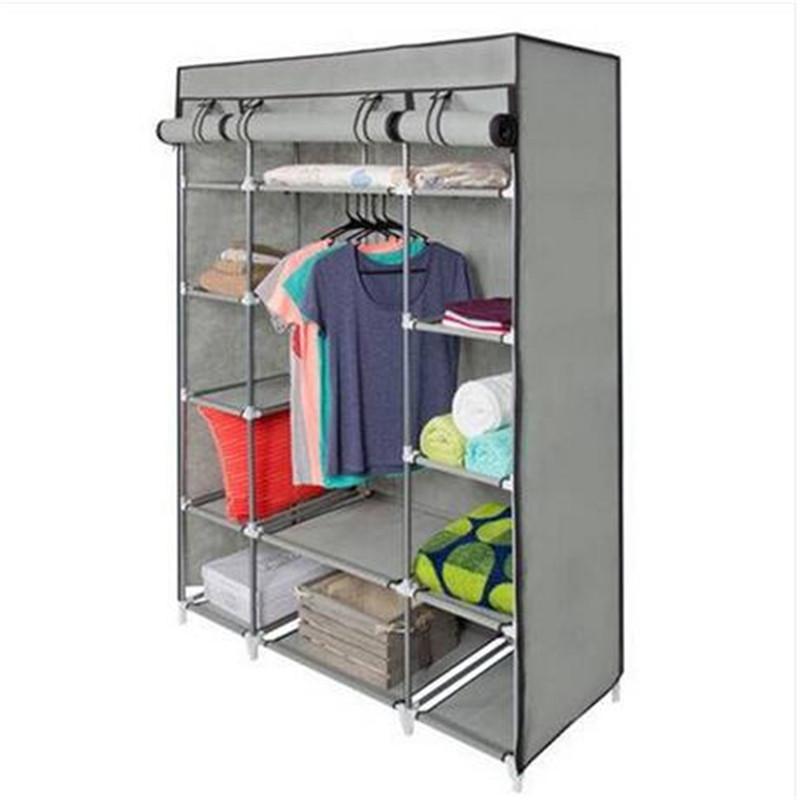 5-Layer Portable Closet Storage Organizer Wardrobe Clothes Rack With